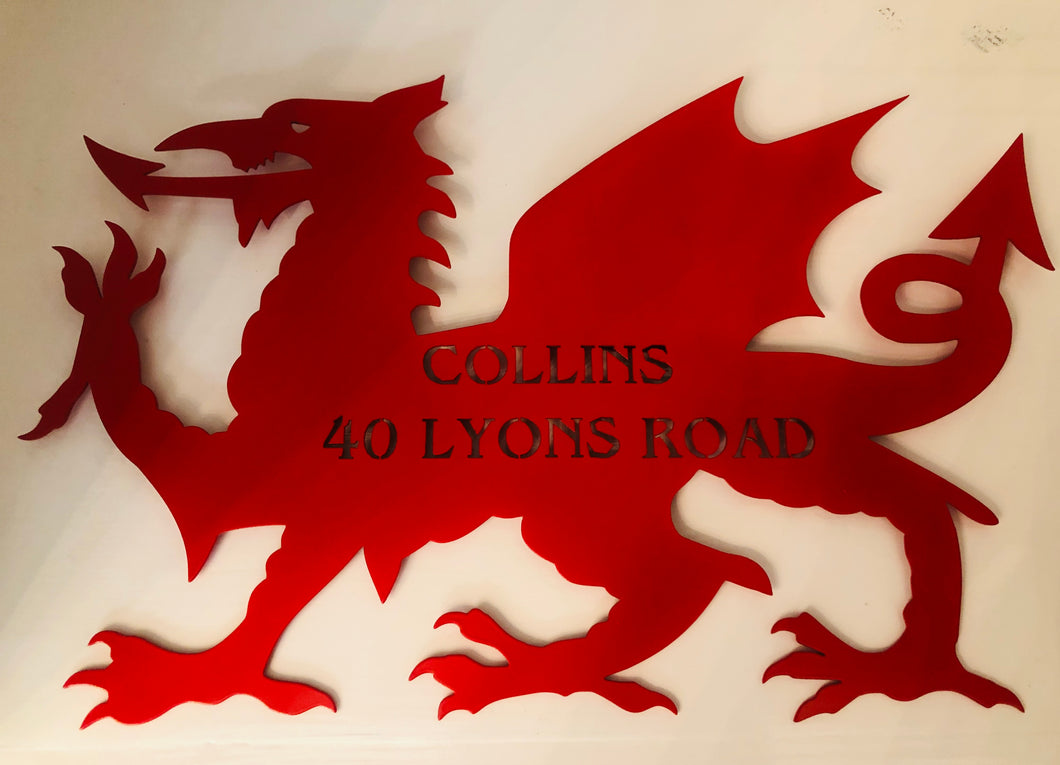 Large Personalised Welsh Dragon House Sign / Nameplate
