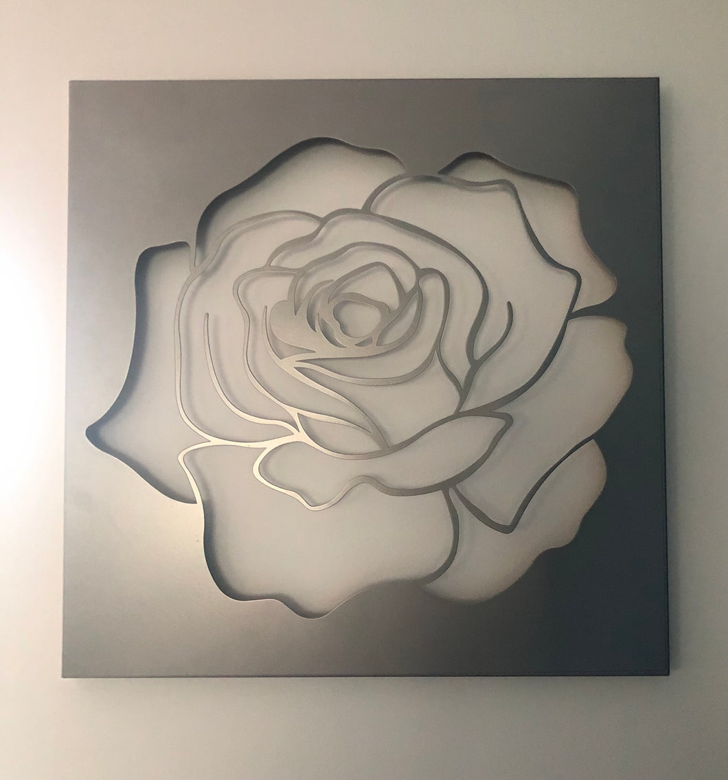 Large  Laser Cut Rose Metal Wall Art
